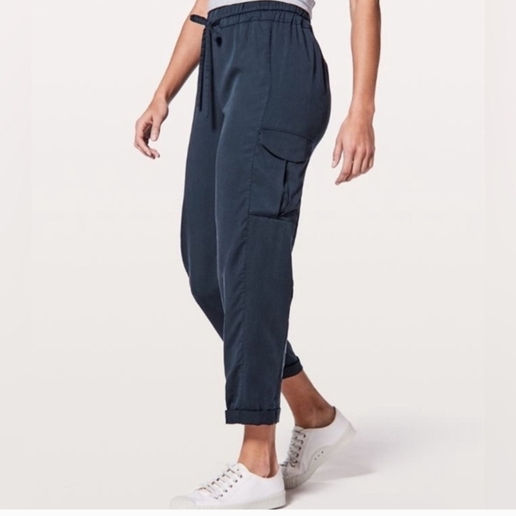 lululemon athletica Pants - Lululemon Athletica Blue Track Pants High-Waisted Tapered